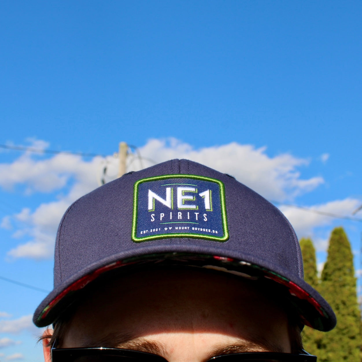 NE1 Hat -Navy & Floral Under-brim